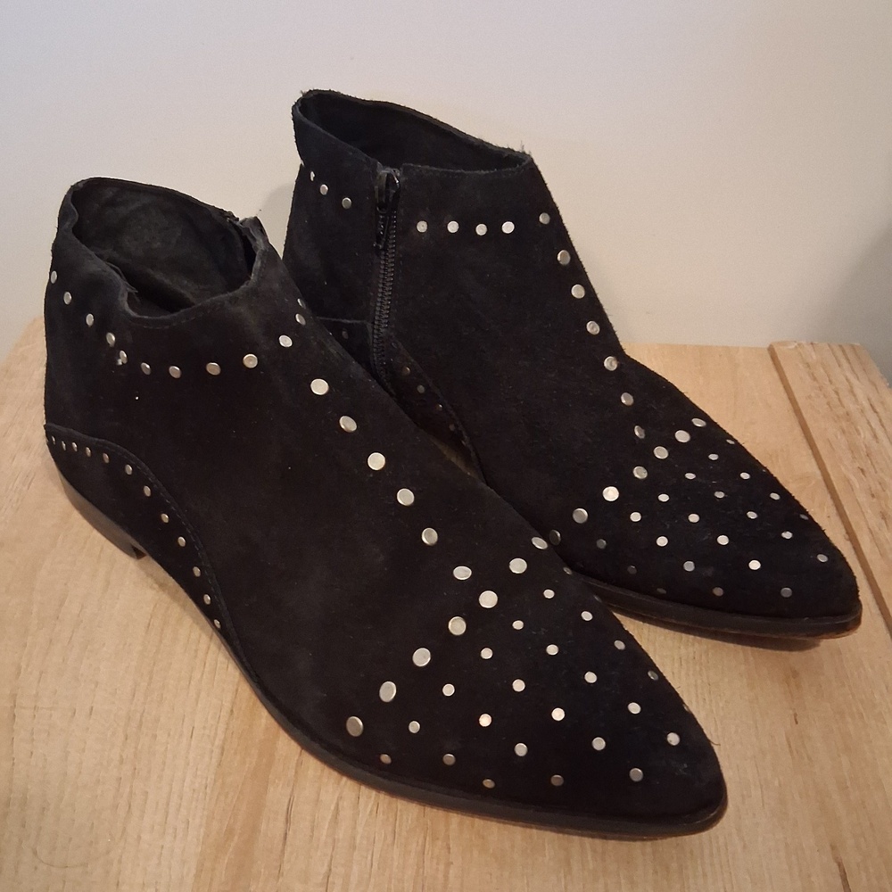 Free People Aquarian Ankle Booties Studded Black Suede 38 8